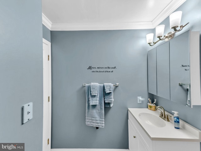 10350 Keyser Point Rd, Ocean City, MD 21842 - bathroom featuring crown molding and vanity