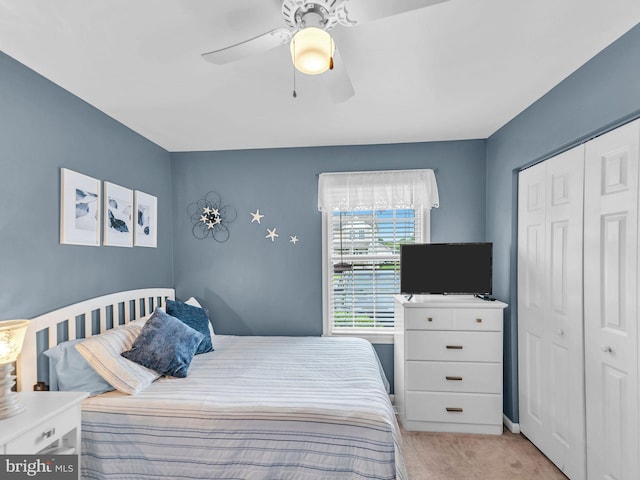 10350 Keyser Point Rd, Ocean City, MD 21842 - carpeted bedroom featuring a closet and ceiling fan