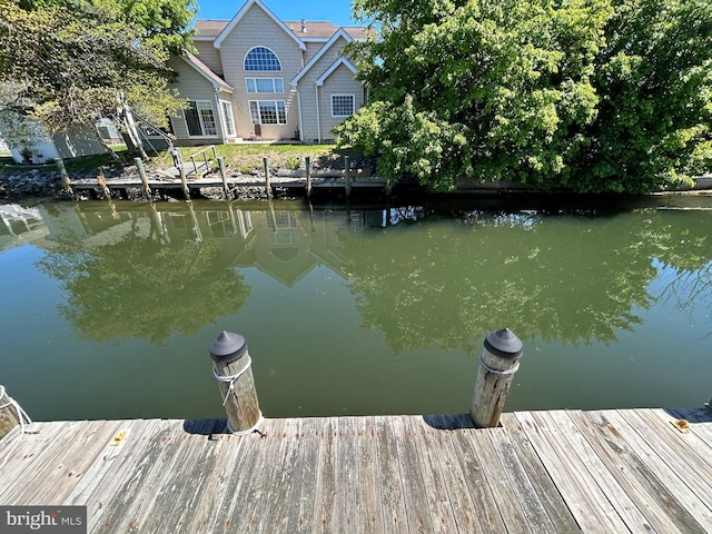 view of dock featuring a water view