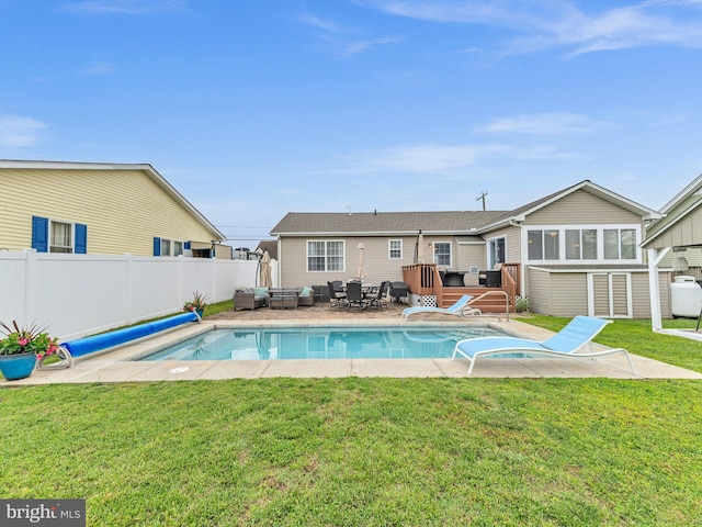 10350 Keyser Point Rd, Ocean City, MD 21842 - view of swimming pool featuring a wooden deck, an outdoor living space, and a patio area