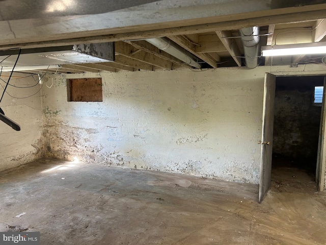 view of unfinished basement