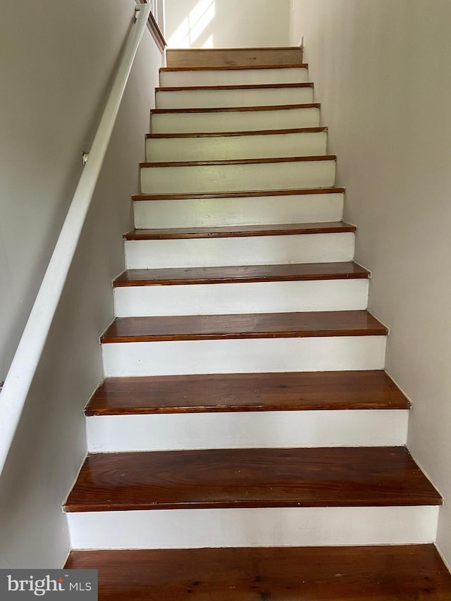 staircase featuring wood finished floors