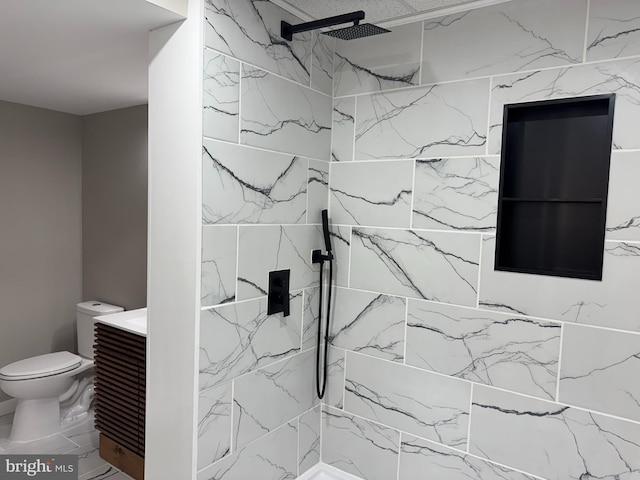 full bath featuring walk in shower and toilet