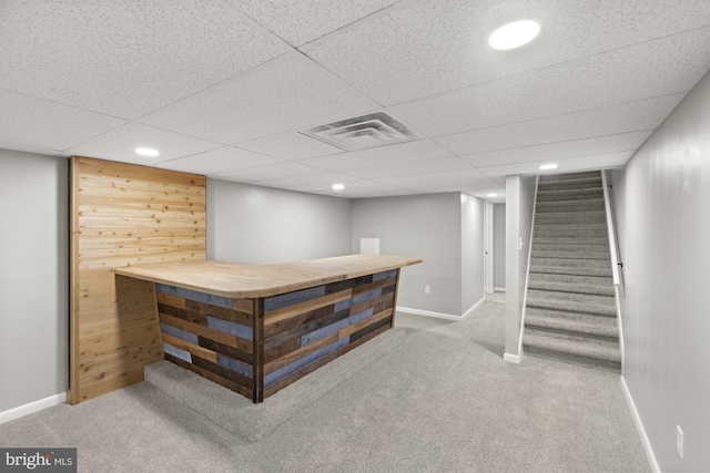 1004 Marietta Ave, Hanover, PA 17331 - bar area with carpet floors, stairway, baseboards, recessed lighting, and a paneled ceiling