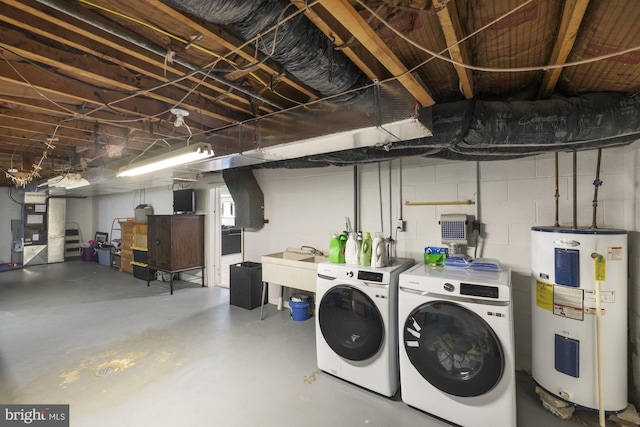 1004 Marietta Ave, Hanover, PA 17331 - unfinished basement featuring electric water heater, independent washer and dryer, and a sink