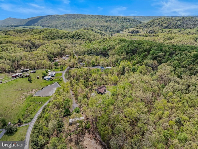 749 Poland Hollow Rd, Romney, WV 26757 - birds eye view of property featuring a wooded view and a mountain view