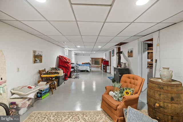 196 Taylortown Rd, Edinburg, VA 22824 - finished basement featuring concrete block wall, recessed lighting, and a paneled ceiling