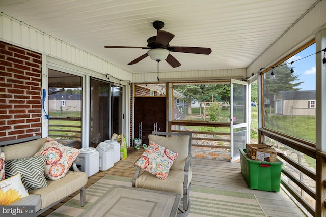 196 Taylortown Rd, Edinburg, VA 22824 - sunroom / solarium with ceiling fan