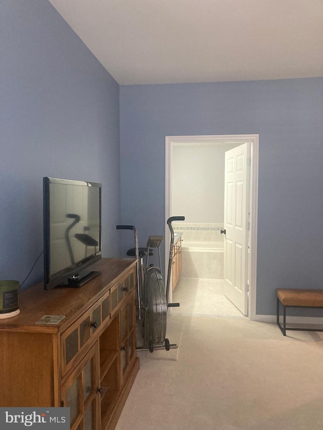view of carpeted home office