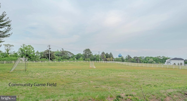 view of yard featuring fence and a rural view