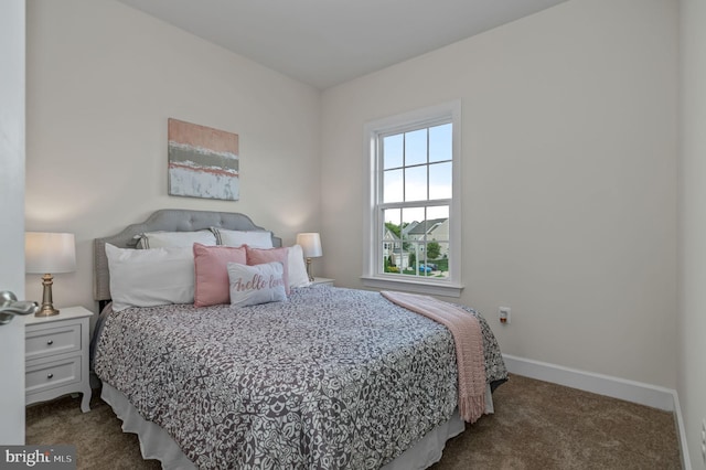 bedroom featuring baseboards and carpet