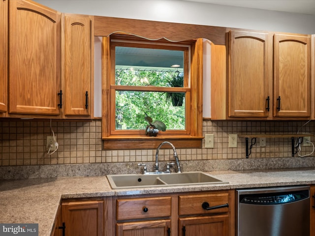373 Thunder Hill Dr, Summit Point, WV 25446 - kitchen with dishwasher, a sink, backsplash, and light countertops