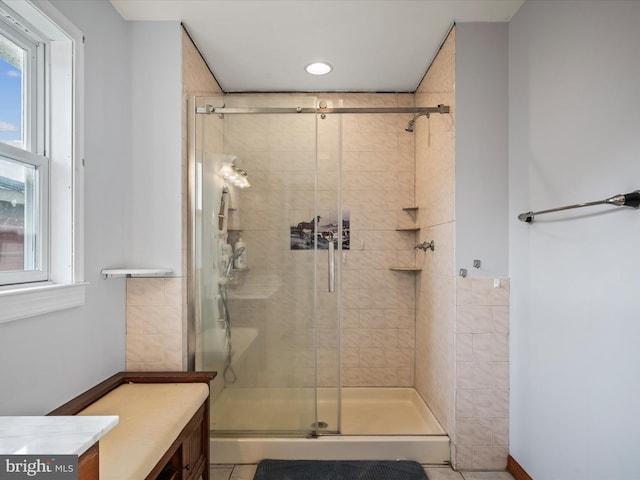 373 Thunder Hill Dr, Summit Point, WV 25446 - full bathroom featuring a shower stall, healthy amount of natural light, and recessed lighting