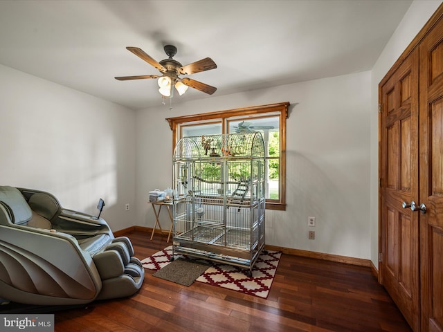 373 Thunder Hill Dr, Summit Point, WV 25446 - living area with baseboards, ceiling fan, and hardwood / wood-style floors