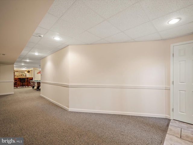 373 Thunder Hill Dr, Summit Point, WV 25446 - corridor with a paneled ceiling, baseboards, recessed lighting, and carpet flooring