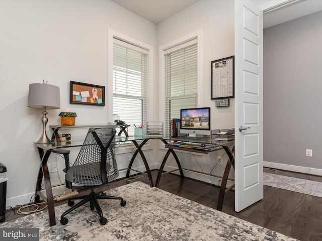 1513 Yellow Sand Ln, Odenton, MD 21113 - home office featuring baseboards and dark wood-type flooring