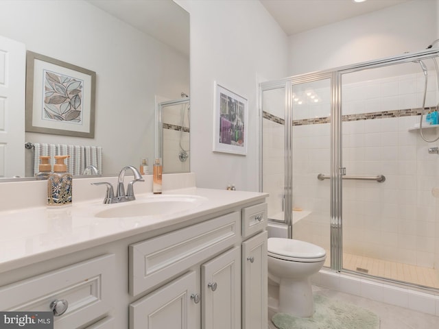 1513 Yellow Sand Ln, Odenton, MD 21113 - bathroom with vanity, toilet, a stall shower, and tile patterned flooring
