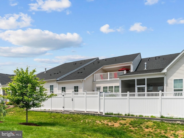 1513 Yellow Sand Ln, Odenton, MD 21113 - rear view of house with a gate, a sunroom, and roof with shingles