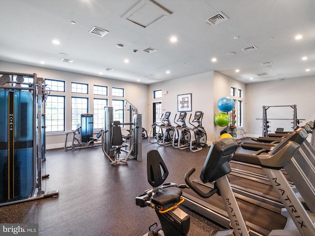 1513 Yellow Sand Ln, Odenton, MD 21113 - exercise room featuring recessed lighting, healthy amount of natural light, and baseboards