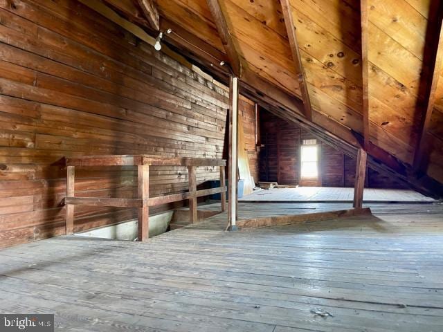 view of unfinished attic