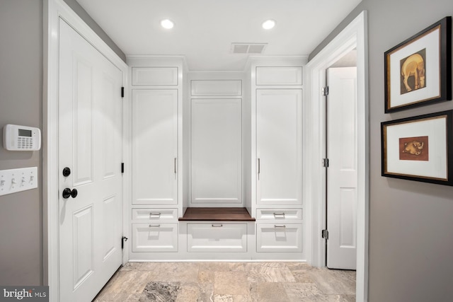 mudroom with recessed lighting