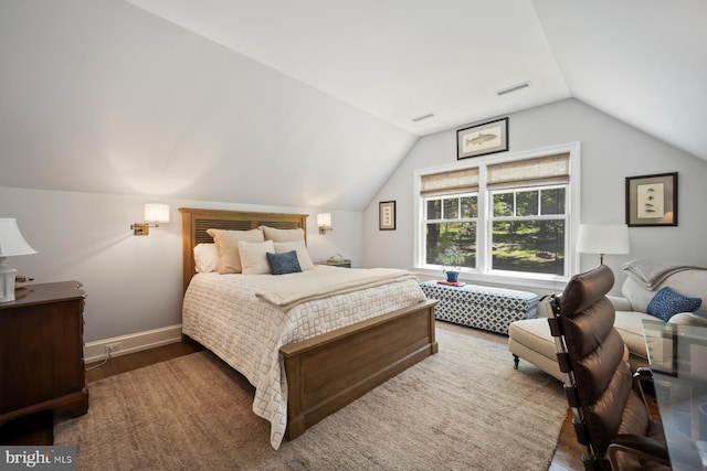 1660 Mount Pleasant Rd, Villanova, PA 19085 - bedroom featuring lofted ceiling, baseboards, visible vents, and wood finished floors