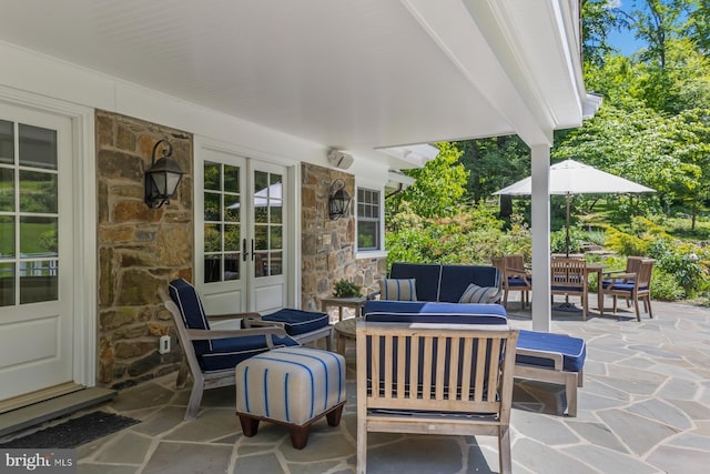 1660 Mount Pleasant Rd, Villanova, PA 19085 - view of patio / terrace with outdoor lounge area and french doors