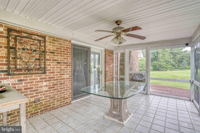 14957 Cherry Ln, Ridgely, MD 21660 - unfurnished sunroom featuring ceiling fan and plenty of natural light