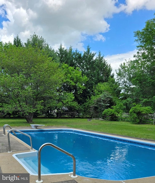 14957 Cherry Ln, Ridgely, MD 21660 - outdoor pool with a lawn and view of wooded area