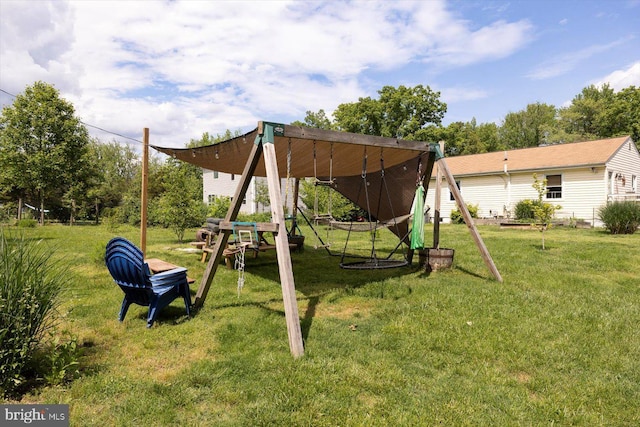 view of play area with a yard