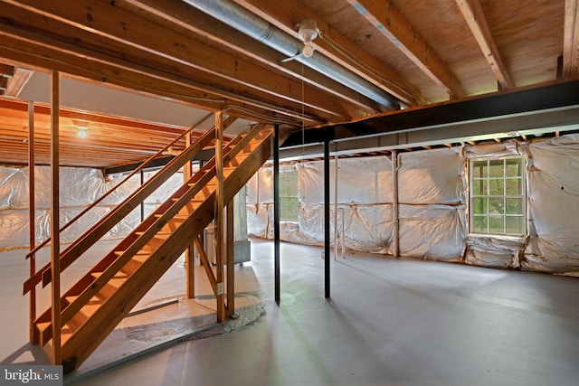 basement with stairway