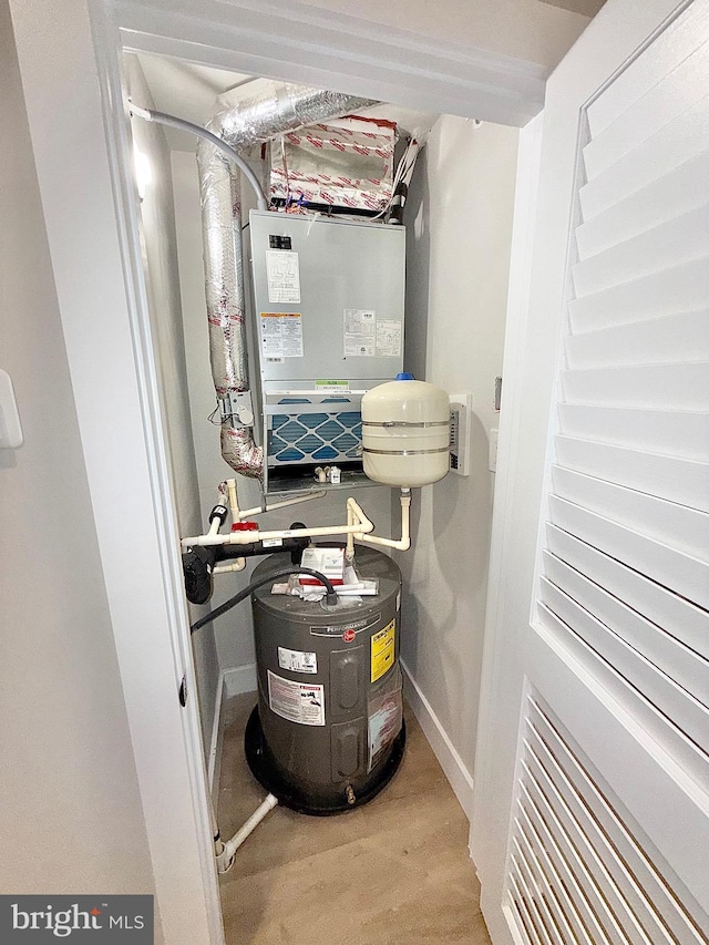 utility room with electric water heater