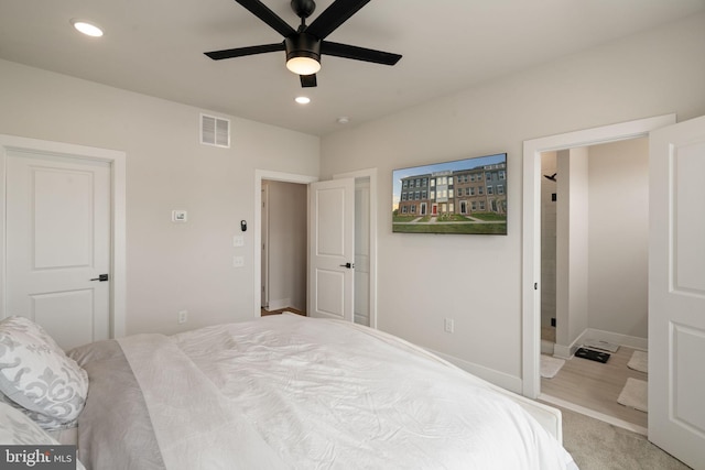 17303 Turnstone Dr, Dumfries, VA 22026 - carpeted bedroom with recessed lighting, baseboards, and a ceiling fan