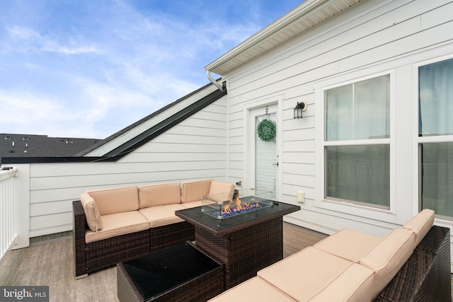 17303 Turnstone Dr, Dumfries, VA 22026 - view of patio / terrace with an outdoor living space with a fire pit