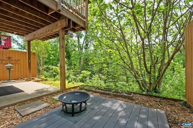 wooden deck featuring a patio