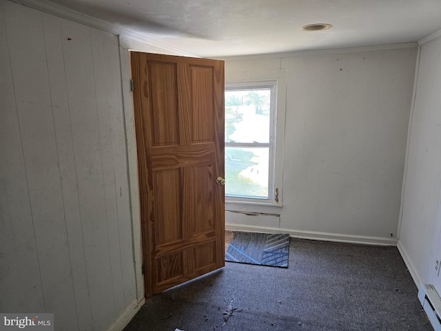 32939 Old Ocean City Rd, Parsonsburg, MD 21849 - spare room featuring wooden walls, a baseboard heating unit, and plenty of natural light