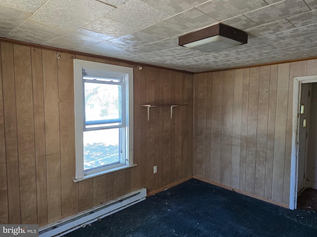 32939 Old Ocean City Rd, Parsonsburg, MD 21849 - carpeted empty room featuring wooden walls and a baseboard heating unit