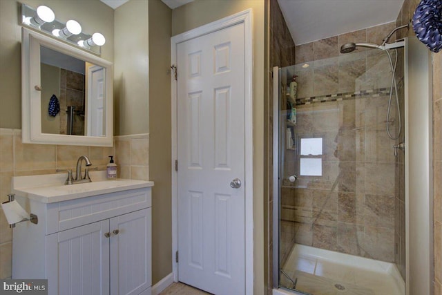 4324 Cresson St, Philadelphia, PA 19127 - bathroom featuring vanity, tile walls, and a stall shower