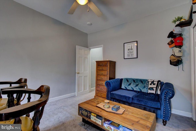 4324 Cresson St, Philadelphia, PA 19127 - living room featuring carpet flooring, a ceiling fan, and baseboards