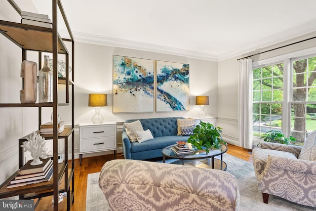 12019 Wandabury Rd, Oakton, VA 22124 - living area with crown molding, wood finished floors, and wainscoting