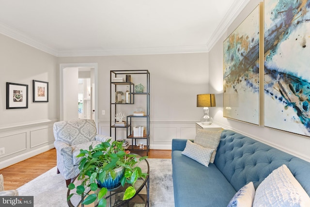 12019 Wandabury Rd, Oakton, VA 22124 - living room with wood finished floors, ornamental molding, and a wainscoted wall