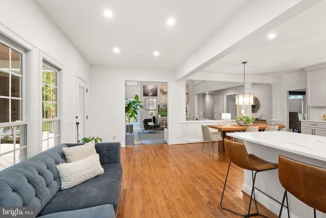 12019 Wandabury Rd, Oakton, VA 22124 - living room with light wood-style floors and recessed lighting
