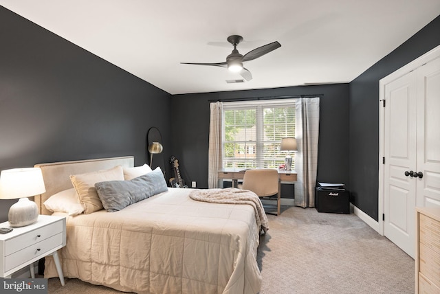 12019 Wandabury Rd, Oakton, VA 22124 - carpeted bedroom featuring a ceiling fan, a desk, and baseboards