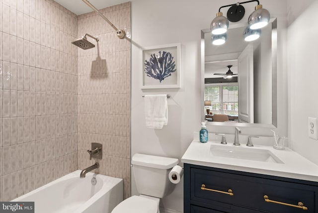 12019 Wandabury Rd, Oakton, VA 22124 - full bath with shower / bathtub combination, vanity, toilet, and a ceiling fan