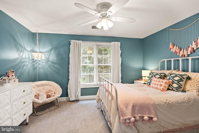 12019 Wandabury Rd, Oakton, VA 22124 - bedroom with carpet floors, baseboards, and a ceiling fan