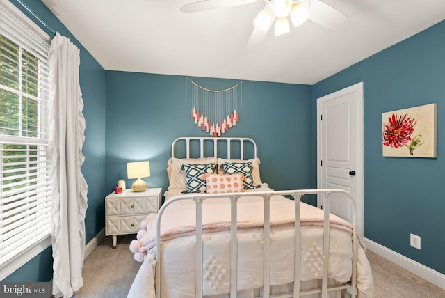 12019 Wandabury Rd, Oakton, VA 22124 - bedroom with carpet floors, baseboards, and a ceiling fan