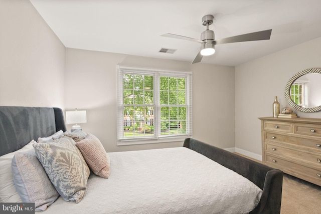 12019 Wandabury Rd, Oakton, VA 22124 - bedroom with a ceiling fan, light carpet, and baseboards