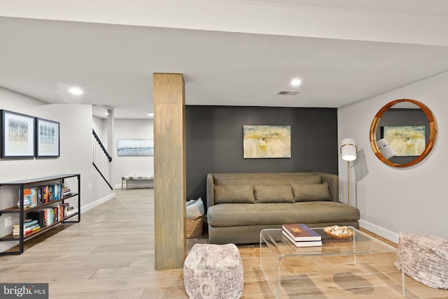 12019 Wandabury Rd, Oakton, VA 22124 - living room featuring baseboards, light wood-style floors, and recessed lighting