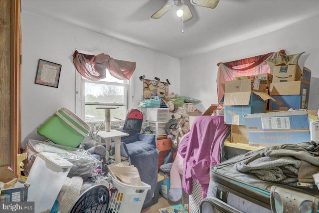 misc room featuring a ceiling fan