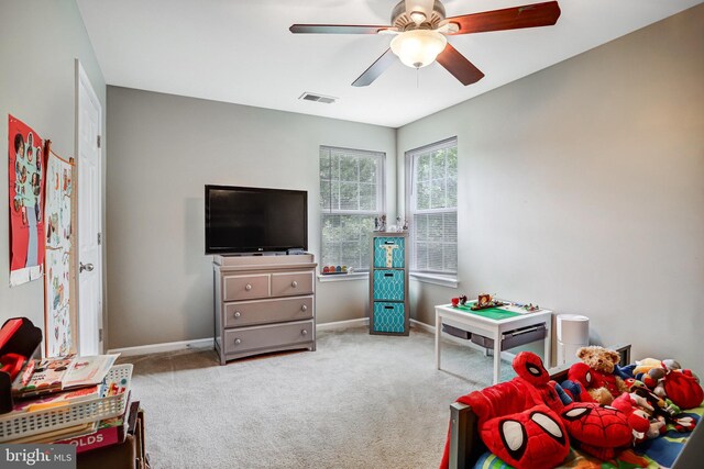 9506 Wilton Pl, Clinton, MD 20735 - game room with a ceiling fan, carpet floors, and baseboards